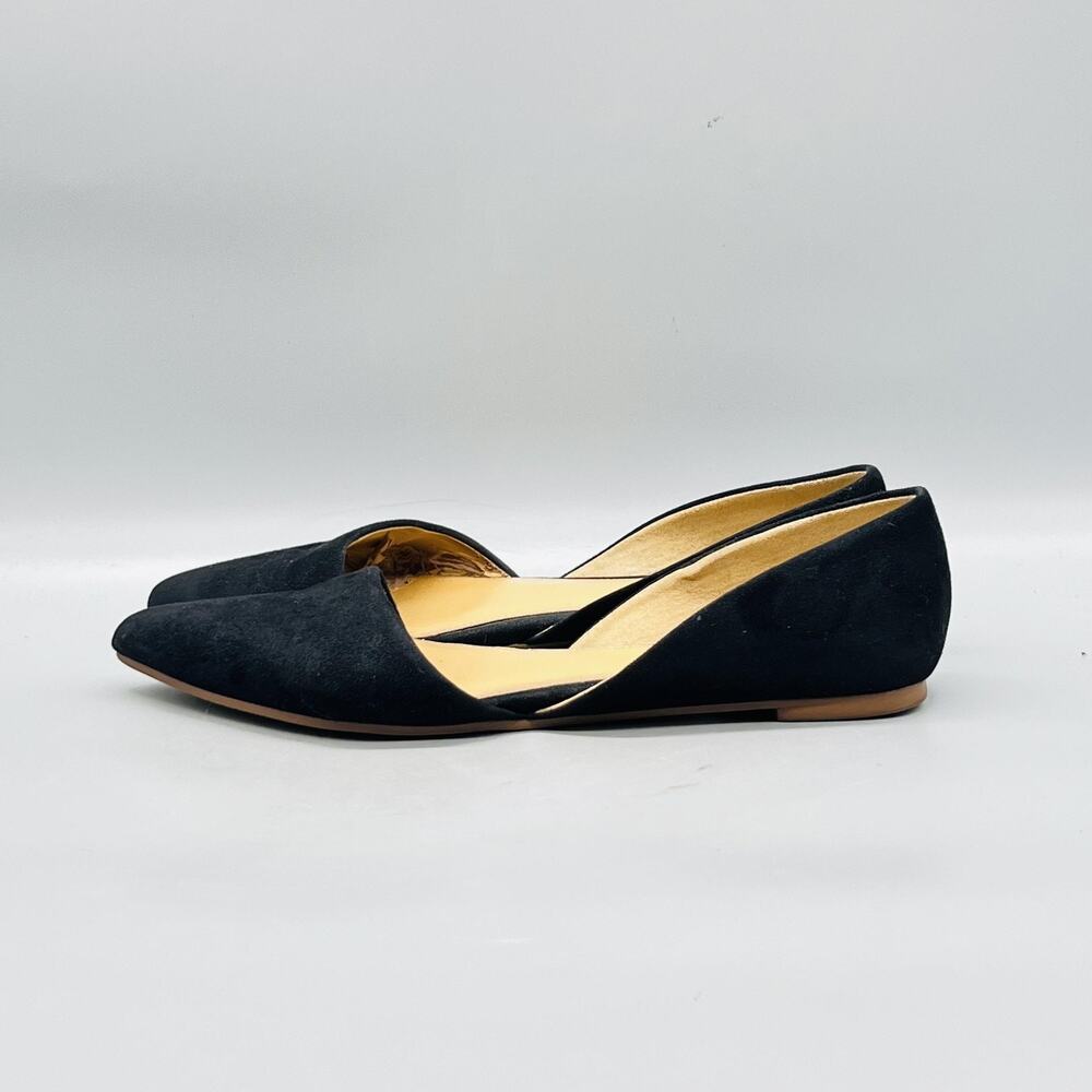 J Crew Shoes Womens 7.5 Black Suede D'Orsay Flats Pointed Toe Casual Comfort
